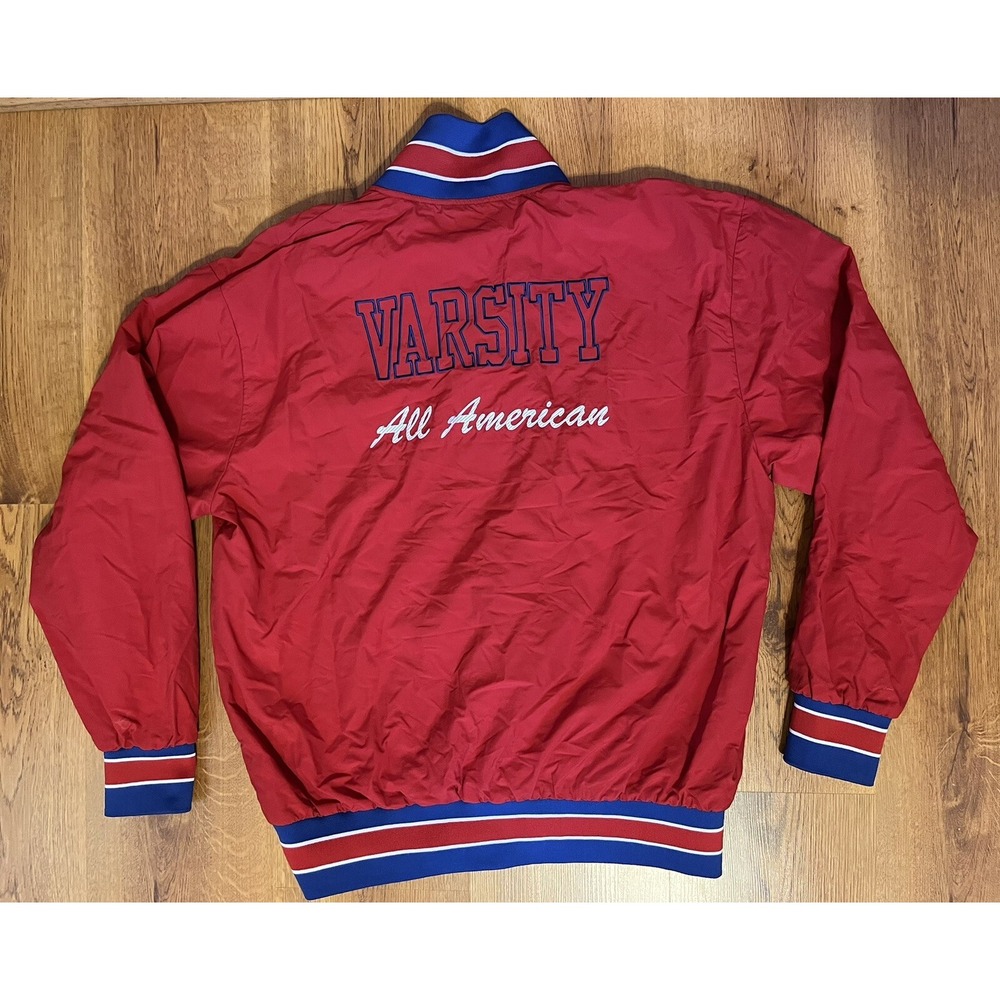 UCA London Parade Varsity Jacket All American 1/4 Zip Pullover Red L - Picture 2 of 5